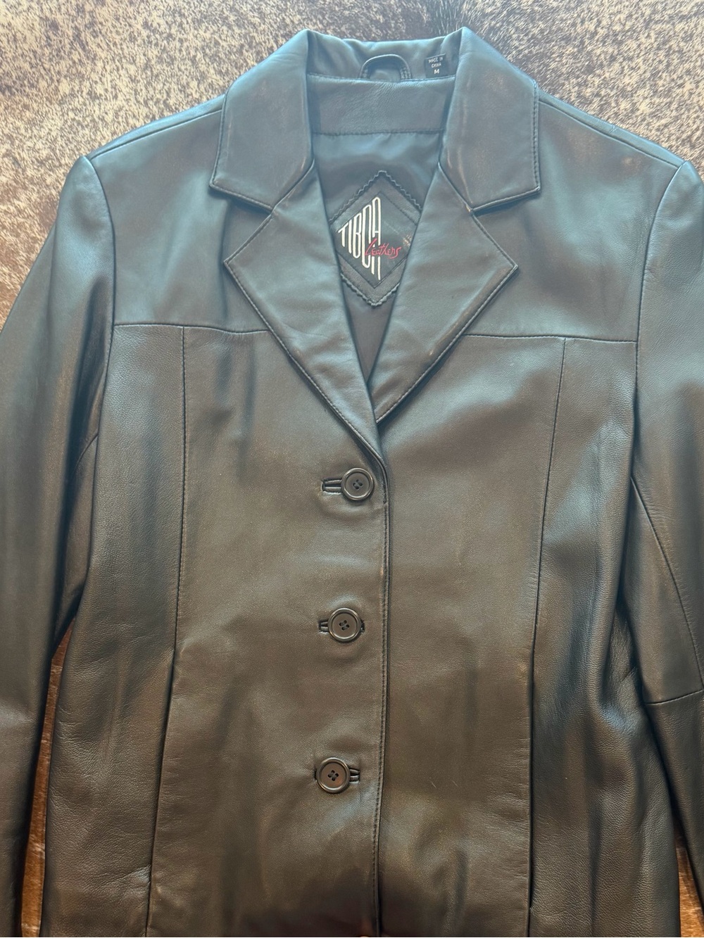Tibor Leathers Black Genuine Leather Blazer Jacket Women’s Medium
